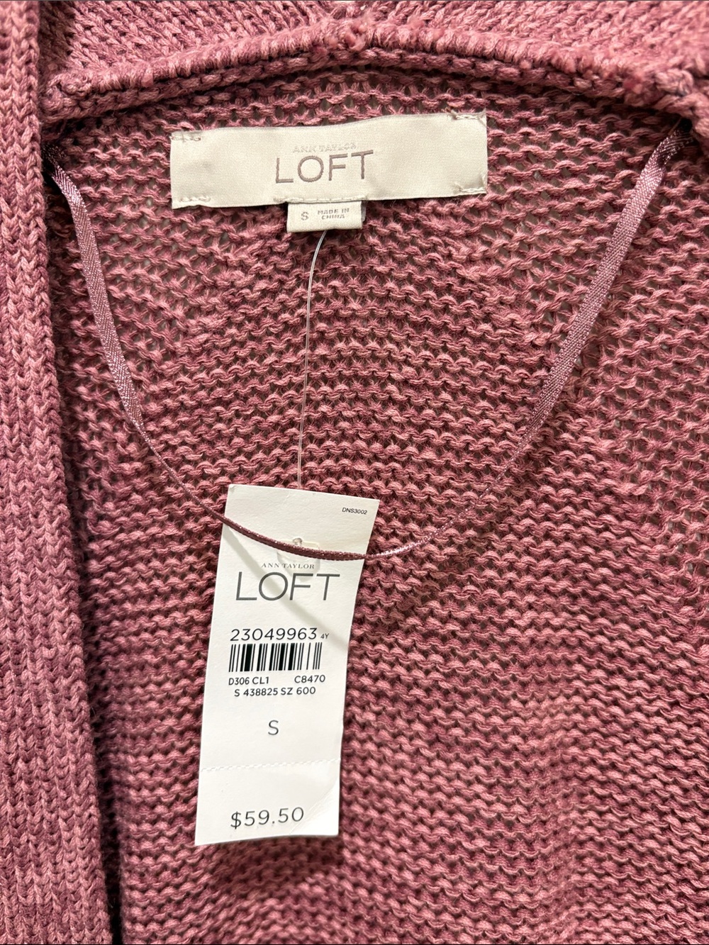 LOFT Open-Front Cardigan in Dusty Rose Mauve - Picture 2 of 4